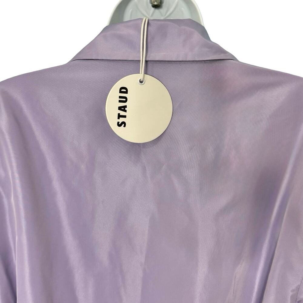 STAUD Rina Trench Coat Lilac Lavender Purple Tie Belt Mini Dress Size M NEW Tags - Picture 11 of 14